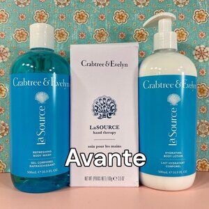 3ct Crabtree & Evelyn LaSOURCE Body WASH Body LOTION Hand Therapy